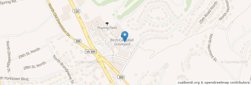 Mapa de ubicacion de Emerson G Reinsch Library en 美利坚合众国/美利堅合眾國, 弗吉尼亚州 / 維吉尼亞州 / 維珍尼亞州, Arlington County, Arlington.