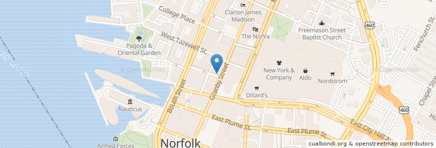 Mapa de ubicacion de Norfolk Police Department en Stati Uniti D'America, Virginia, Norfolk.
