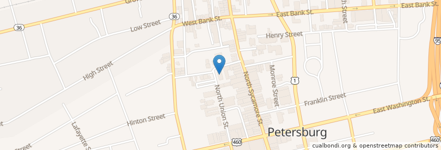 Mapa de ubicacion de Petersburg City Hall en États-Unis D'Amérique, Virginie, Petersburg.