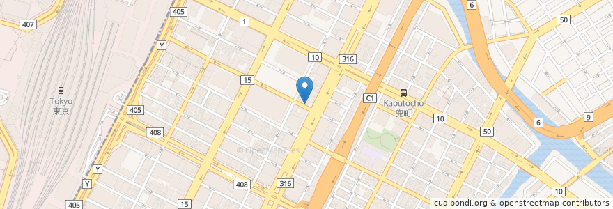 Mapa de ubicacion de カフェ・ベローチェ en Japan, Tokio, 中央区.