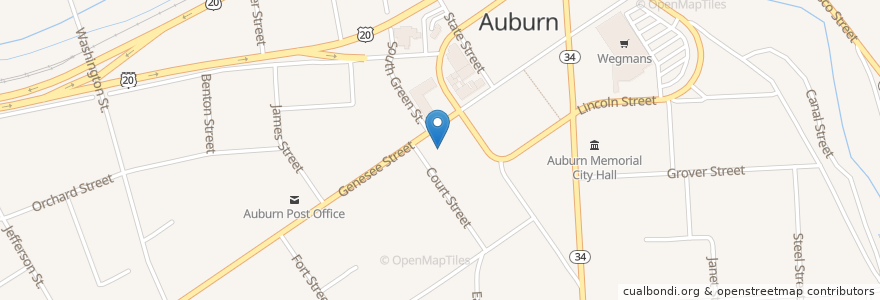 Mapa de ubicacion de Cayuga County Court House en 美利坚合众国/美利堅合眾國, 纽约州 / 紐約州, Cayuga County, Auburn.