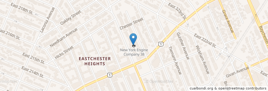 Mapa de ubicacion de New York Engine Company 38 en アメリカ合衆国, ニューヨーク州, New York, Bronx County, The Bronx.