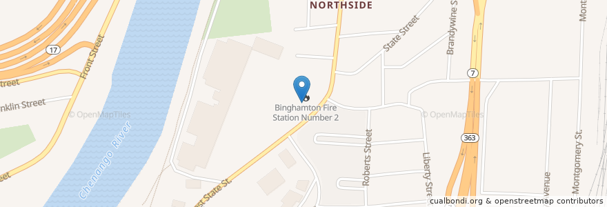 Mapa de ubicacion de Binghamton Fire Station Number 2 en Stati Uniti D'America, New York, Broome County, Binghamton.