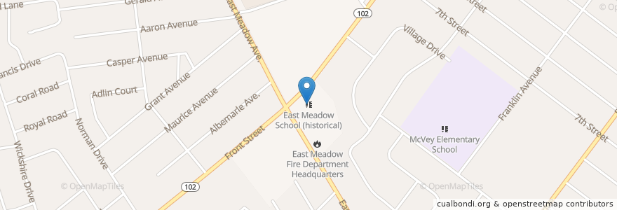 Mapa de ubicacion de East Meadow Public Library en 美利坚合众国/美利堅合眾國, 纽约州 / 紐約州, Nassau County, East Meadow.