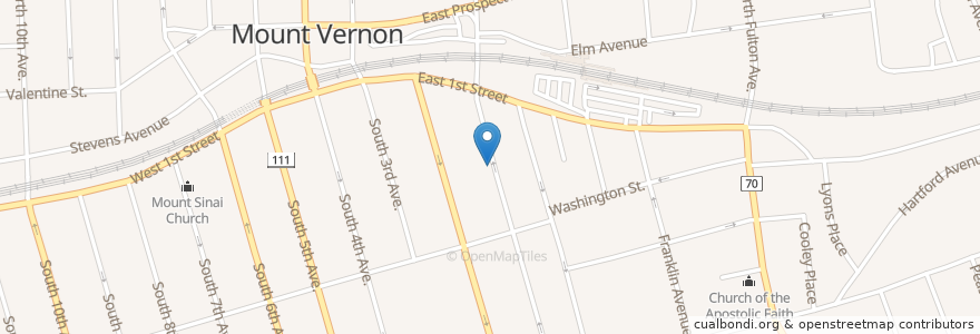 Mapa de ubicacion de Mount Vernon Public Library en Соединённые Штаты Америки, Нью-Йорк, Округ Уэстчестер, Mount Vernon.