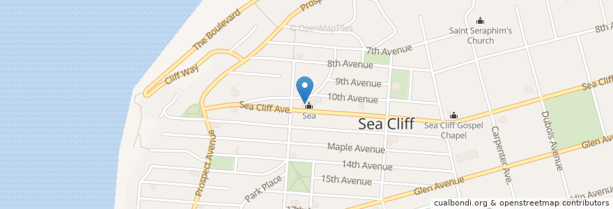 Mapa de ubicacion de Sea Cliff Village Library en 美利坚合众国/美利堅合眾國, 纽约州 / 紐約州, Nassau County, Sea Cliff.