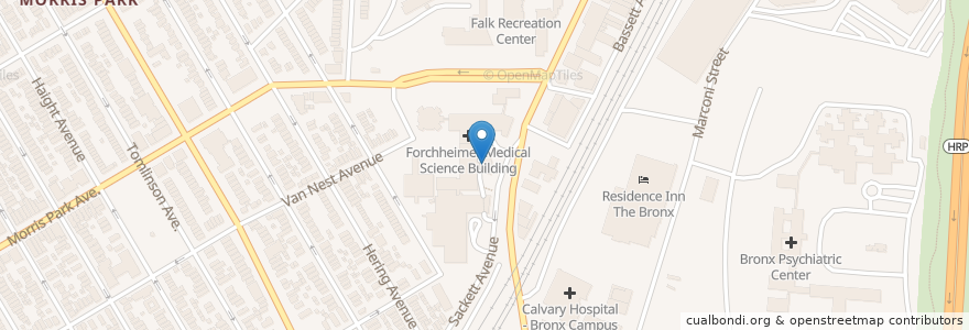 Mapa de ubicacion de Robbins Auditorium en アメリカ合衆国, ニューヨーク州, New York, Bronx County, The Bronx.
