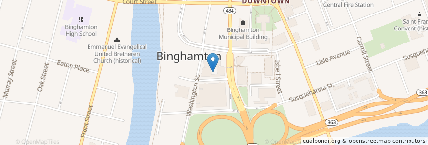 Mapa de ubicacion de Binghamton City Jail en アメリカ合衆国, ニューヨーク州, Broome County, Binghamton.