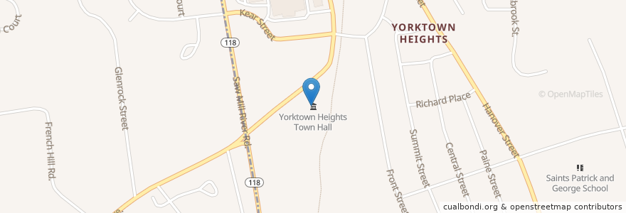Mapa de ubicacion de Yorktown Heights Town Hall en Соединённые Штаты Америки, Нью-Йорк, Округ Уэстчестер, Town Of Yorktown, Yorktown Heights.