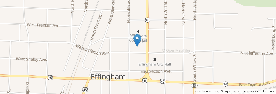 Mapa de ubicacion de Effingham County Courthouse en États-Unis D'Amérique, Illinois, Effingham County, Effingham.