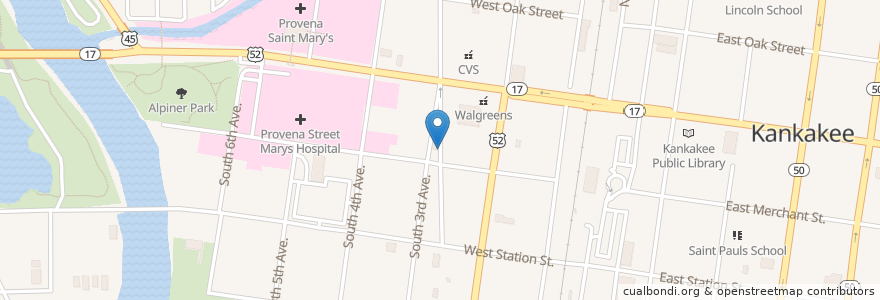 Mapa de ubicacion de Fire Station Number 2 en 미국, 일리노이, Kankakee County, Kankakee.