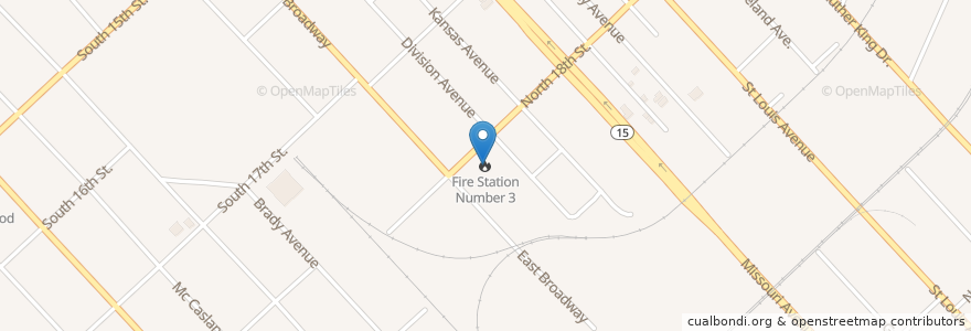 Mapa de ubicacion de Fire Station Number 3 en アメリカ合衆国, イリノイ州, East Saint Louis.