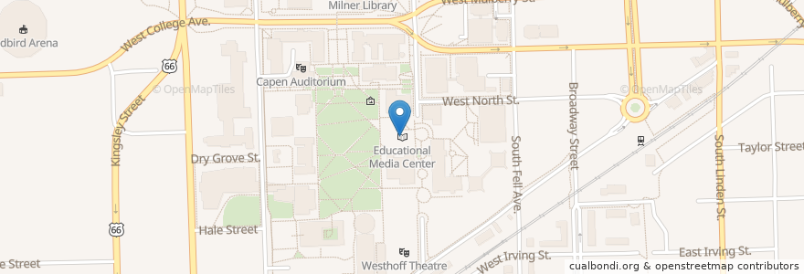 Mapa de ubicacion de Educational Media Center en Amerika Syarikat, Illinois, Mclean County, Normal.