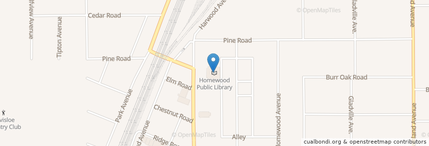 Mapa de ubicacion de Homewood Public Library en Соединённые Штаты Америки, Иллинойс, Homewood.