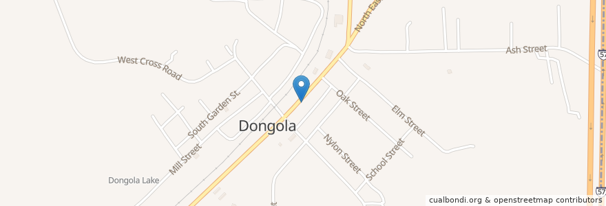 Mapa de ubicacion de Dongola Public Library en Соединённые Штаты Америки, Иллинойс, Union County, Dongola.