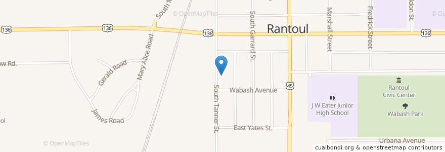 Mapa de ubicacion de Rantoul Municipal Building en アメリカ合衆国, イリノイ州, Champaign County, Rantoul.