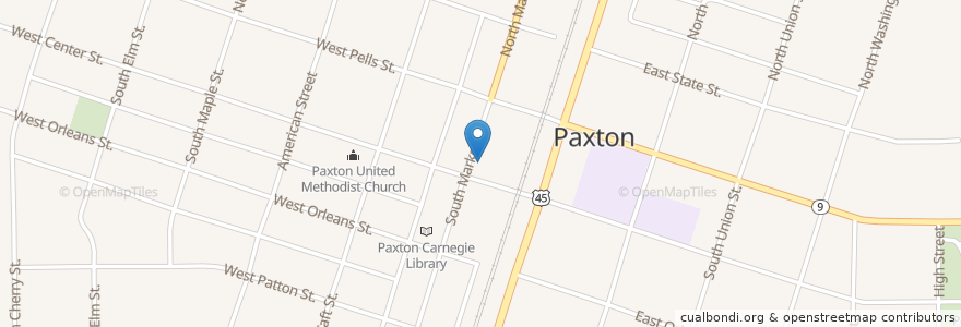 Mapa de ubicacion de Paxton City Hall en Соединённые Штаты Америки, Иллинойс, Ford County, Paxton.