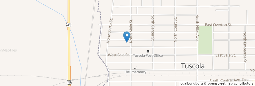 Mapa de ubicacion de Tuscola City Hall en Amerika Birleşik Devletleri, Illinois, Douglas County, Tuscola.