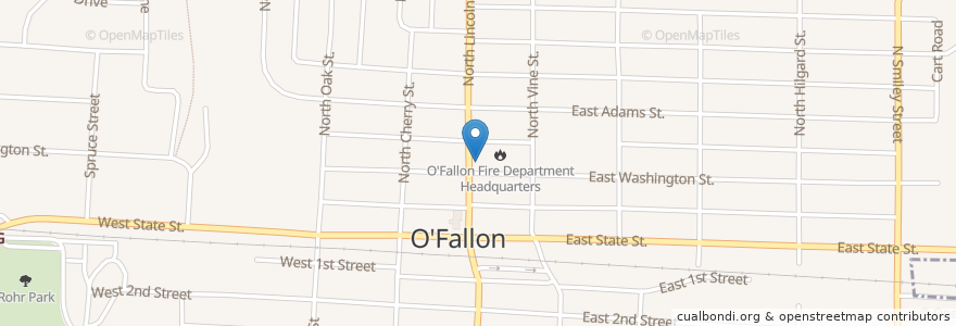 Mapa de ubicacion de Historic O'Fallon City Hall en アメリカ合衆国, イリノイ州.