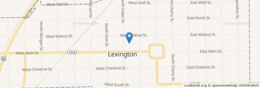 Mapa de ubicacion de Lexington City Hall en Соединённые Штаты Америки, Иллинойс, Mclean County, Lexington.