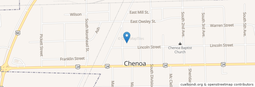 Mapa de ubicacion de Chenoa City Hall en United States, Illinois, Mclean County, Chenoa.