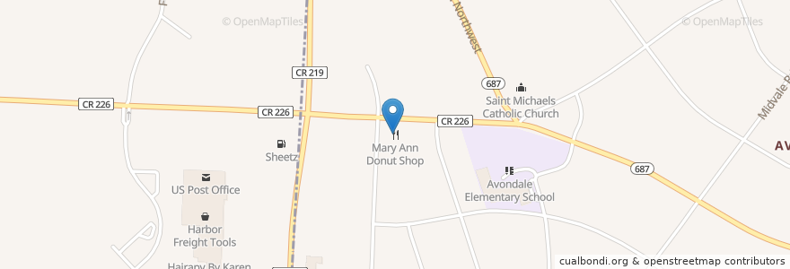 Mapa de ubicacion de Mary Ann Donut Shop en Соединённые Штаты Америки, Огайо, Stark County.