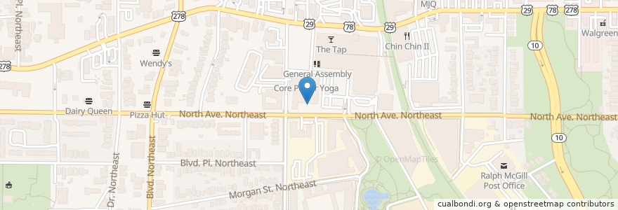 Mapa de ubicacion de ChargePoint en アメリカ合衆国, ジョージア州, Fulton County, Atlanta.