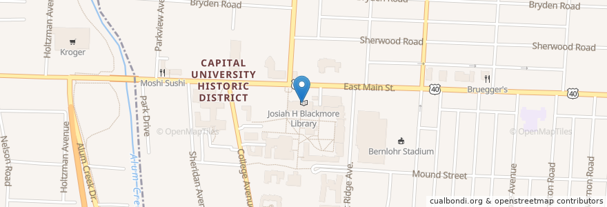 Mapa de ubicacion de Josiah H Blackmore Library en 미국, 오하이오 주, Franklin County, Columbus, Bexley.