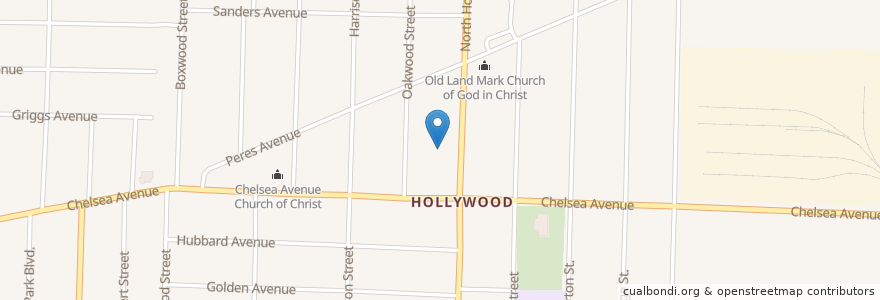 Mapa de ubicacion de Golden Leaf Baptist Church Neighborhood Christian Center en ایالات متحده آمریکا, تنسی, Shelby County, Memphis.