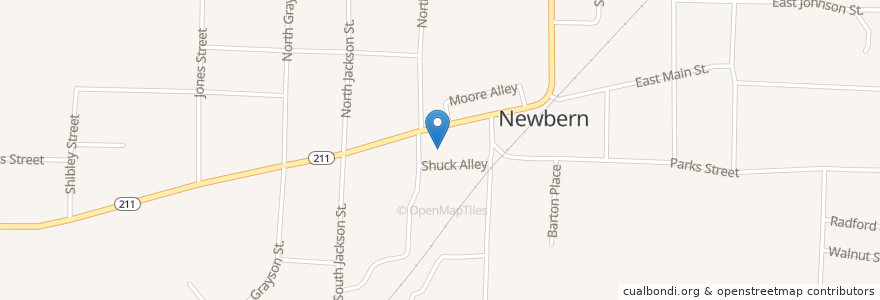 Mapa de ubicacion de Newbern City Hall en États-Unis D'Amérique, Tennessee, Dyer County, Newbern.