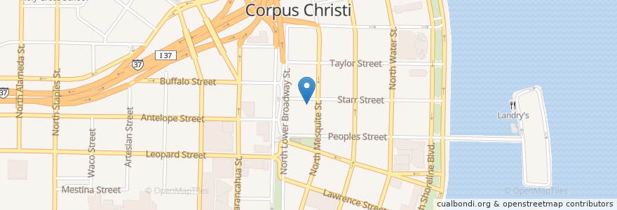 Mapa de ubicacion de US District Courthouse en アメリカ合衆国, Corpus Christi, テキサス州, Nueces County.
