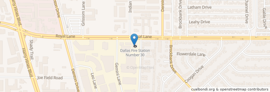 Mapa de ubicacion de Dallas Fire Station Number 30 en United States, Texas, Dallas, Dallas County.