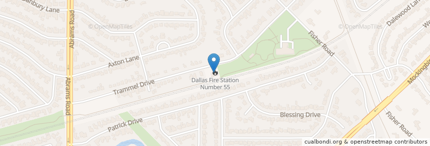 Mapa de ubicacion de Dallas Fire Station Number 55 en الولايات المتّحدة الأمريكيّة, تكساس, Dallas County, Dallas.
