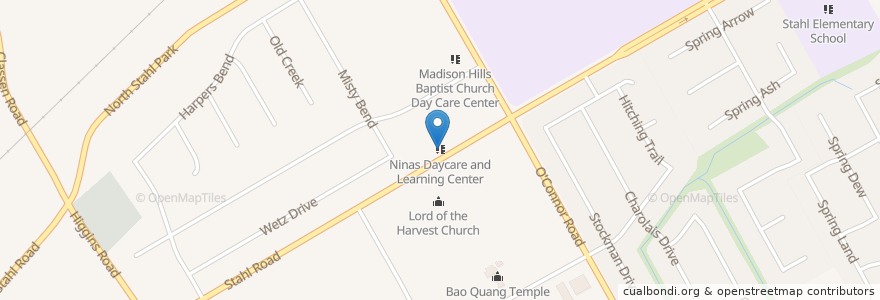 Mapa de ubicacion de Ninas Daycare and Learning Center en United States, Texas, Bexar County, San Antonio.