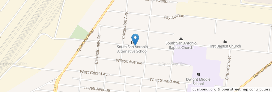 Mapa de ubicacion de South San Antonio Independent School District Library en 美利坚合众国/美利堅合眾國, 得克萨斯州 / 德克薩斯州 / 德薩斯州, Bexar County, San Antonio.