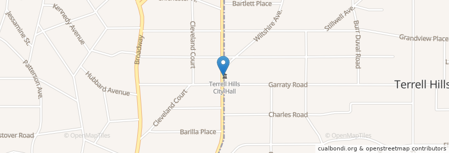 Mapa de ubicacion de Terrell Hills City Hall en الولايات المتّحدة الأمريكيّة, تكساس, مقاطعة بيكسار, سان أنطونيو, Terrell Hills.