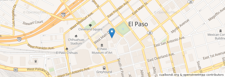Mapa de ubicacion de Plaza Theatre en Vereinigte Staaten Von Amerika, Texas, El Paso County, El Paso.