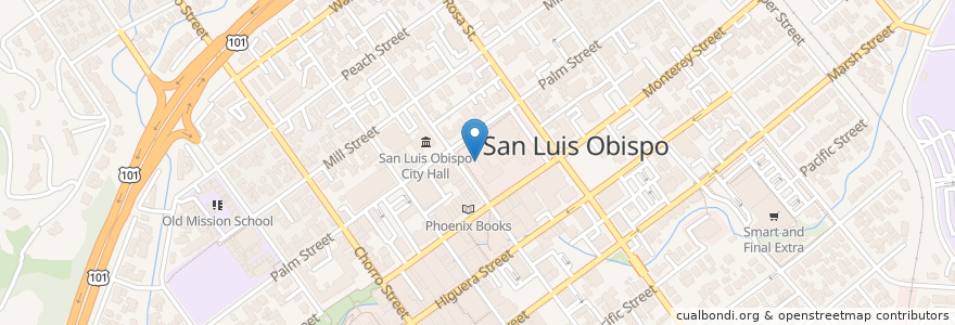 Mapa de ubicacion de San Luis Obispo County Courthouse en États-Unis D'Amérique, Californie, San Luis Obispo County, San Luis Obispo.