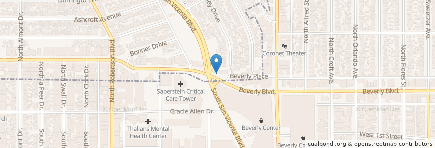 Mapa de ubicacion de Cedars-Sinai Outpatient Services Building en アメリカ合衆国, カリフォルニア州, Los Angeles County, ロサンゼルス.