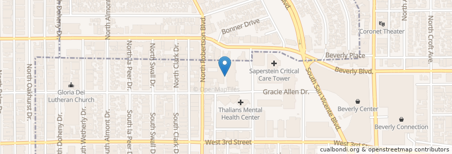 Mapa de ubicacion de Steven Spielberg Pediatrics Research Center en アメリカ合衆国, カリフォルニア州, Los Angeles County, ロサンゼルス.