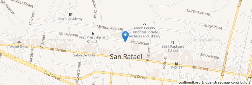 Mapa de ubicacion de Central Fire Station en 미국, 캘리포니아주, Marin County, San Rafael.
