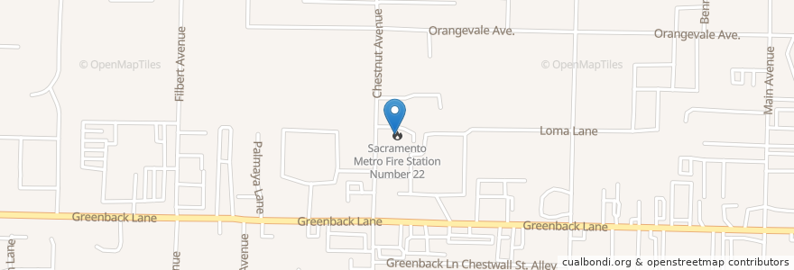 Mapa de ubicacion de Sacramento Metro Fire Station Number 22 en Amerika Syarikat, California, Sacramento County.