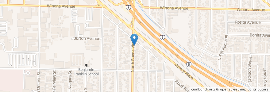 Mapa de ubicacion de Burbank Fire Station Number 13 en 미국, 캘리포니아주, Los Angeles County, Burbank.