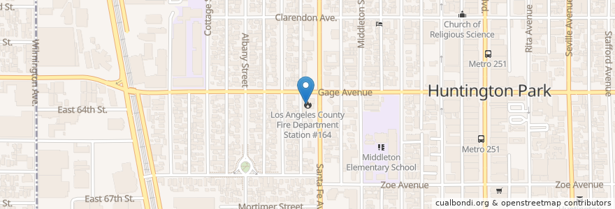 Mapa de ubicacion de Los Angeles County Fire Department Station #164 en Stati Uniti D'America, California, Los Angeles County, Huntington Park.