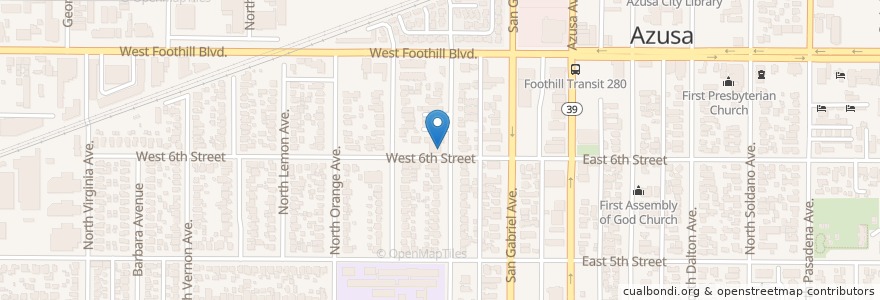 Mapa de ubicacion de Los Angeles County Fire Department Station #32 en アメリカ合衆国, カリフォルニア州, Los Angeles County, Azusa.