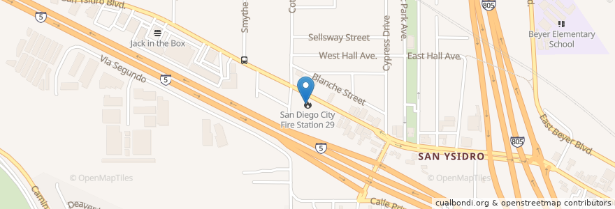 Mapa de ubicacion de San Diego City Fire Station 29 en Vereinigte Staaten Von Amerika, Kalifornien, San Diego County, San Diego.