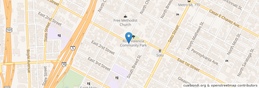 Mapa de ubicacion de Benjamin Franklin Branch Los Angeles Public Library en 美利坚合众国/美利堅合眾國, 加利福尼亚州/加利福尼亞州, 洛杉矶县, 洛杉矶.
