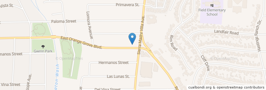Mapa de ubicacion de Hastings Branch Pasadena Public Library en 美利坚合众国/美利堅合眾國, 加利福尼亚州/加利福尼亞州, 洛杉矶县, Pasadena.