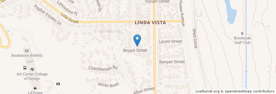 Mapa de ubicacion de Linda Vista Branch Pasadena Public Library en Stati Uniti D'America, California, Los Angeles County, Pasadena.