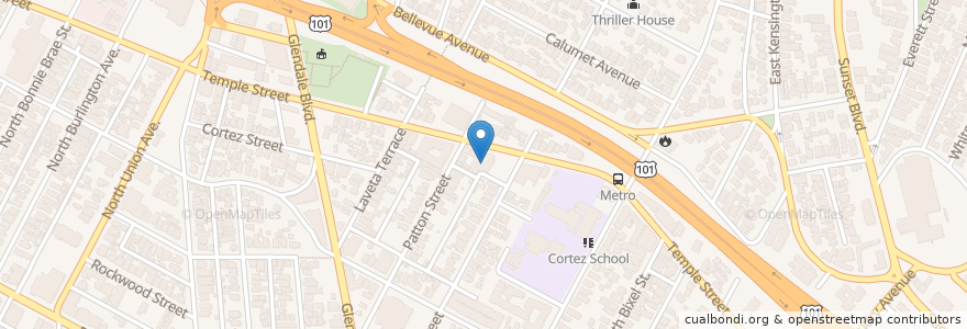 Mapa de ubicacion de Echo Park Branch Los Angeles Public Library en アメリカ合衆国, カリフォルニア州, Los Angeles County, ロサンゼルス.